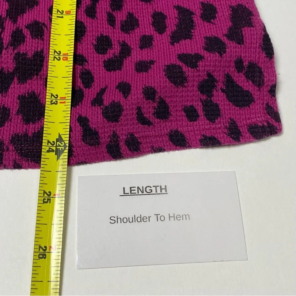 Betsy Johnson Intimates Pink Animal Print Thermal P.J Top Women's Size Small